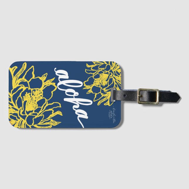 Aloha Blau mit gelben Gepäckanhänger (Vorderseite (Horizontal))