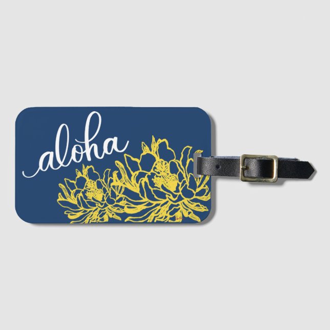 Aloha blaue gelbe gepäckanhänger (Vorderseite (Horizontal))