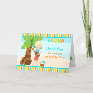 Aloha Blonde Hair Boy Carte de remerciements
