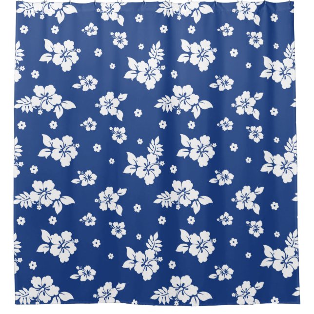 Aloha Blue Classic Hawaiian Seamless Pattern Duschvorhang (Vorderseite)