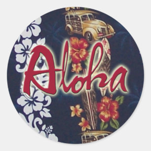 Aloha Blue Hawaiian Print Sticker