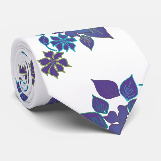 Aloha Blume Blue und Violet Krawatte (Gerollt)