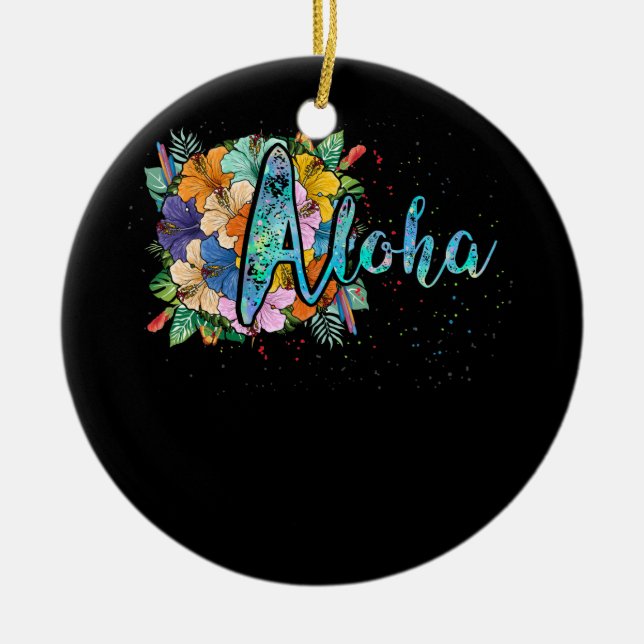 Aloha Blume Hawaiian Hawaii Beach Luau Party Keramik Ornament (Vorne)