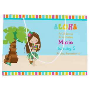 Aloha Brown Hair Girl Danke Große Geschenktüte
