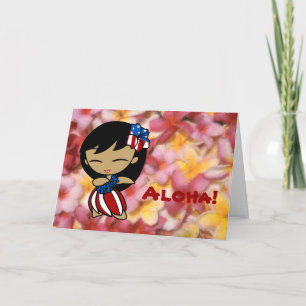 Aloha cartes patriotiques de Plumeria hawaïen de