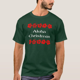 Aloha Christmas Red Hibiskus Hawaiian T - Shirt
