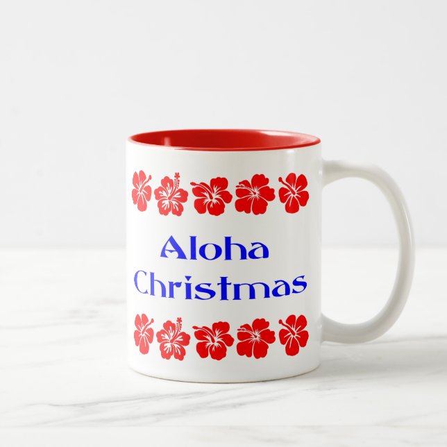 Aloha Christmas Red Hibiskus Hawaiian Tasse (Rechts)