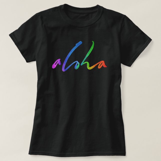 Aloha Colorful Tropical Lettering - Hawaii Hawai'i T-Shirt (Design vorne)