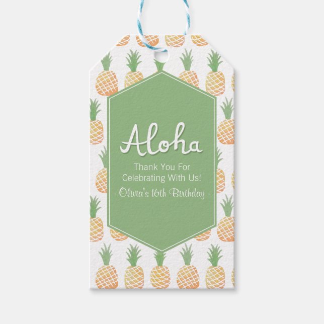 Aloha danken Luau Ananas-Muster Ihnen Geschenkanhänger (Vorderseite)