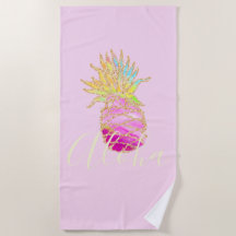 Aloha | Elegantes tropisches Ananas Strandtuch