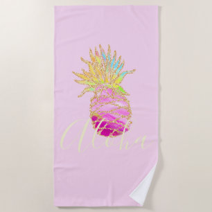 Aloha Elegantes tropisches Ananas Strandtuch