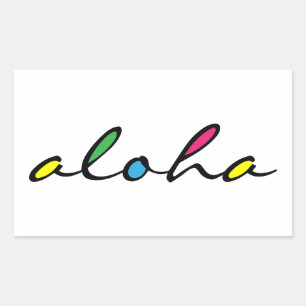 ALOHA farbig Rechteckiger Aufkleber