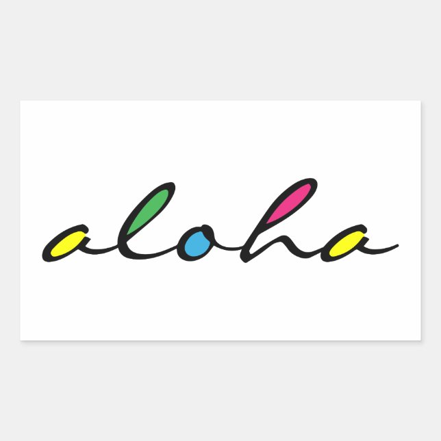 ALOHA farbig Rechteckiger Aufkleber (Vorderseite)