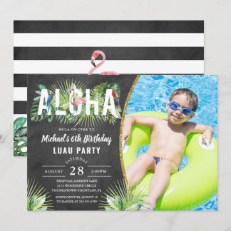 Aloha Flamingo Tropical Birds Luau Birthday Foto Einladung