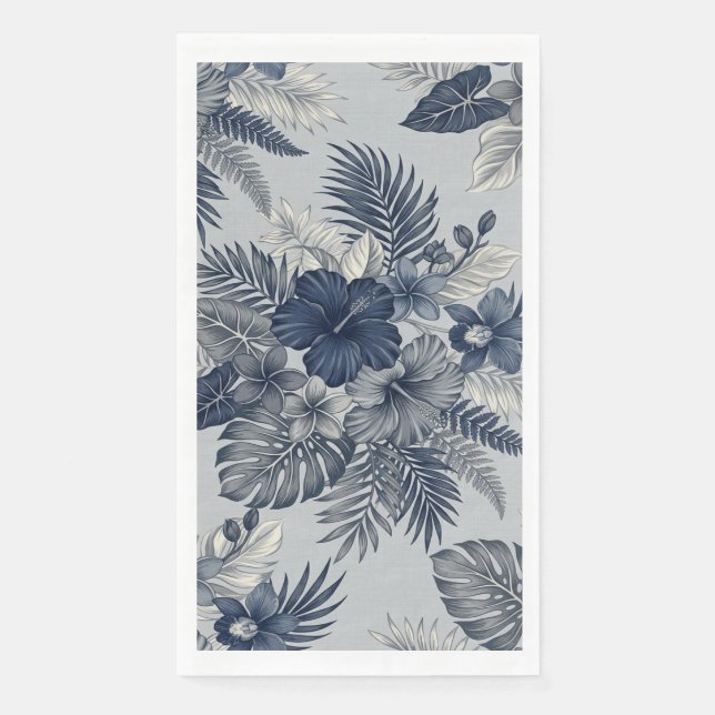 Aloha Floral Blüte Blau & Grau Serviette (Vorderseite)