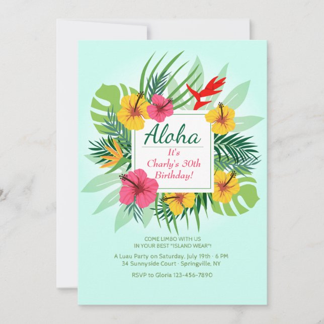Aloha Floral Einladung (Vorderseite)