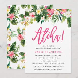 Aloha Floral   Invitation de Baby shower tropical