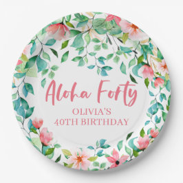 Aloha Forty Tropical Luau Birthday Pappteller