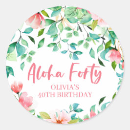 Aloha Forty Tropical Luau Birthday Runder Aufkleber