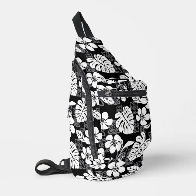 ALOHA FREITAGENMUSTER IN SCHWARZER SCHWARZBEUTEL CROSSBODY BAG (Linke Seite)