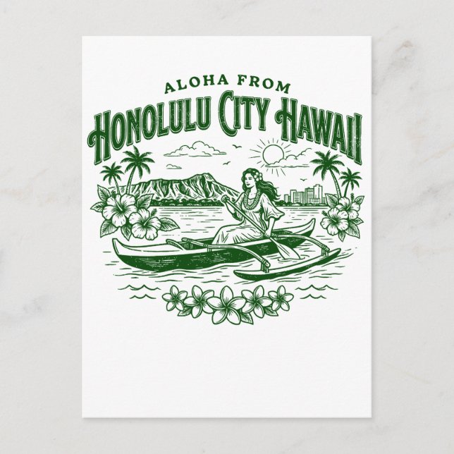 Aloha From Honolulu City Hawaii Postkarte (Vorderseite)