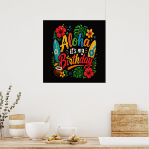 Aloha Geburtstag Hibiskus Hawaii Poster
