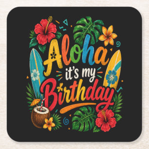 Aloha Geburtstag Hibiskus Hawaii Rechteckiger Pappuntersetzer