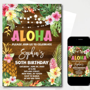 Aloha Geburtstagseinladungsvorlage Hawaiian Birthd Einladung