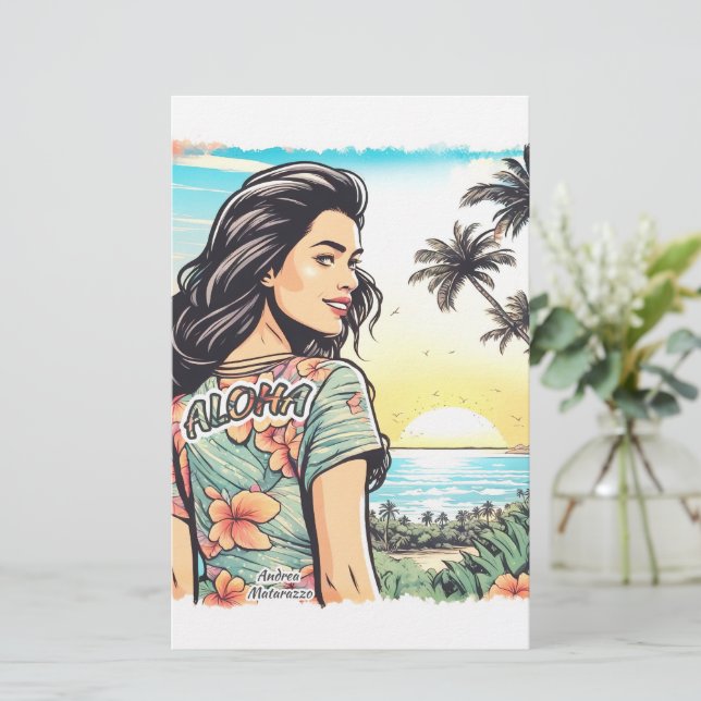 Aloha Girl Briefpapier (Stehend Vorderseite)