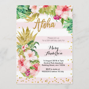 Aloha Gold Anniaphe Invitation Anniversaire Adulte