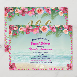 ALOHA Goldtropischer Strand-Hibiskus-Sommer Luau Einladung