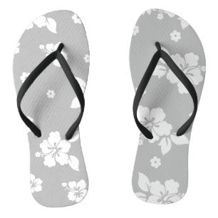 Aloha Gray Classic Hawaiian Seamless Pattern Flip Flops