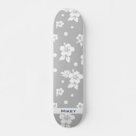 Aloha Gray Classic Hawaiian Seamless Pattern Skateboard