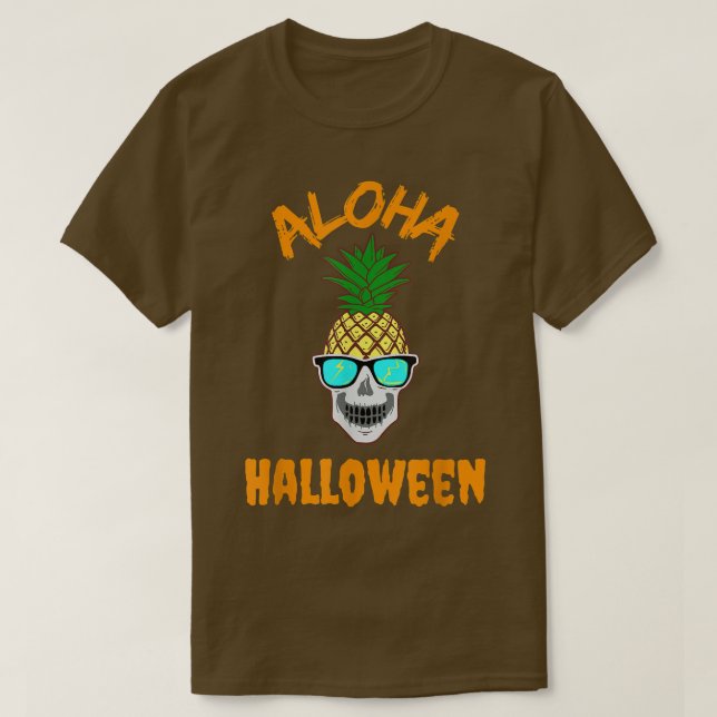 Aloha Halloween Coole Ananas Skelett w Sunglass T-Shirt (Design vorne)