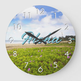 Aloha Hanalei Bay, Kauai Hawaii Beach / Ihr Text Große Wanduhr
