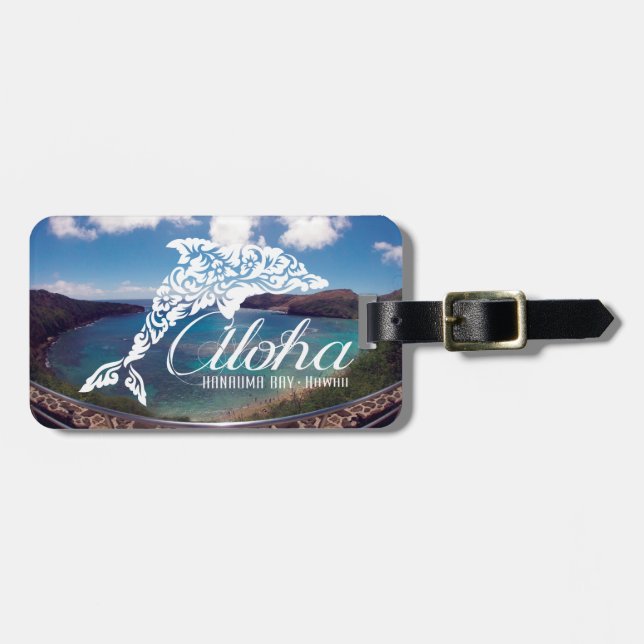 Aloha Hanauma Bucht-Hawaii-Delphin Gepäckanhänger (Vorderseite horizontal)
