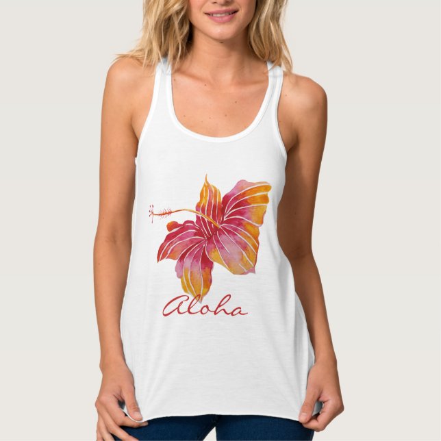 Aloha | Hawaïen Hibiscus Flower Débardeur (Devant)