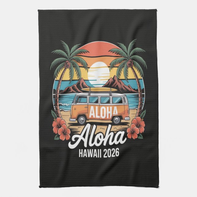 Aloha Hawaii 2026 Geschirrtuch (Vertikal)