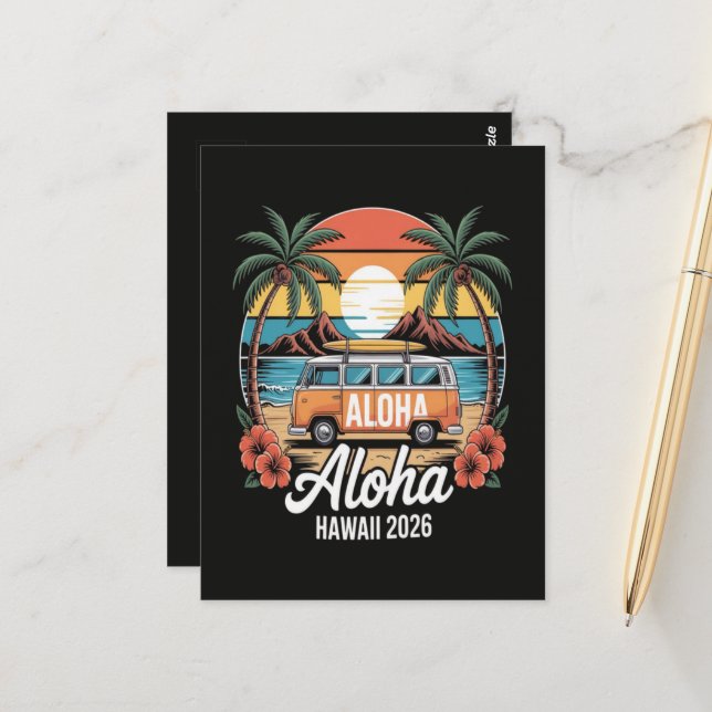 Aloha Hawaii 2026 Postkarte (Vorderseite/Rückseite Beispiel)
