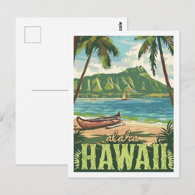 Aloha Hawaii America Vintag Berühmter Reiseort Postkarte (Vorne/Hinten)