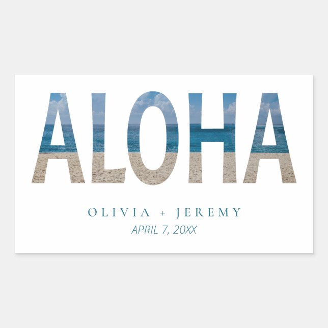 Aloha Hawaii Beach Tropical Wedding Willkommen Rechteckiger Aufkleber (Vorderseite)