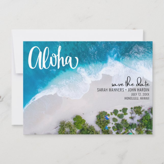 Aloha Hawaii Beach Wedding Foto Save the Date (Vorderseite)