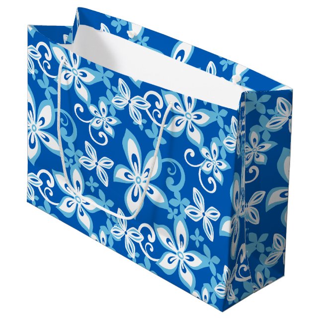 ALOHA HAWAII (BLUE x 2) Große Geschenktüte (Vorderseite Schrägansicht)