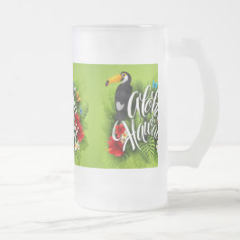 Aloha Hawaii-Blume Foliage Butterfells Gelb Mattglas Bierglas
