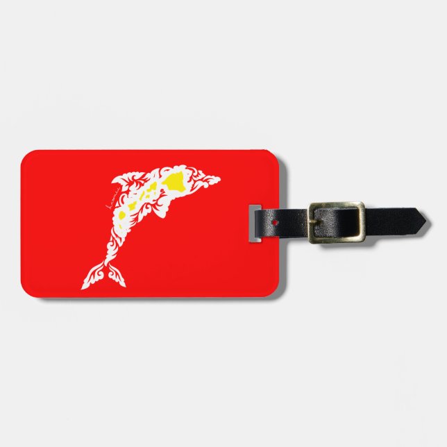 Aloha Hawaii Dolphin Gepäckanhänger (Vorderseite horizontal)