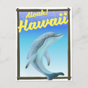 Aloha! Hawaii! Dolphin-Reiseplakat Postkarte