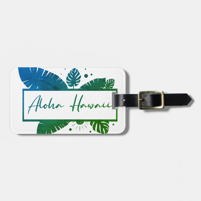 Aloha Hawaii Green T - Shirt Schlüsselanhänger Gepäckanhänger (Vorderseite horizontal)