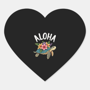 Aloha Hawaii Hawaii-Hemd Schildkröte Hibiskus Kind Herz-Aufkleber