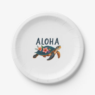 Aloha Hawaii Hawaii-Hemd Schildkröte Hibiskus Kind Pappteller