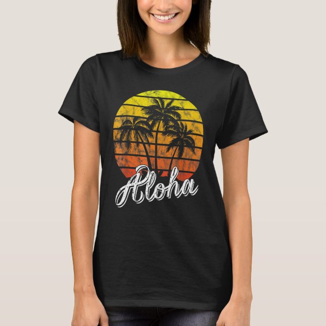 Aloha Hawaii Hawaiian Beach Summer Vacation Sunset T-Shirt (Vorderseite)